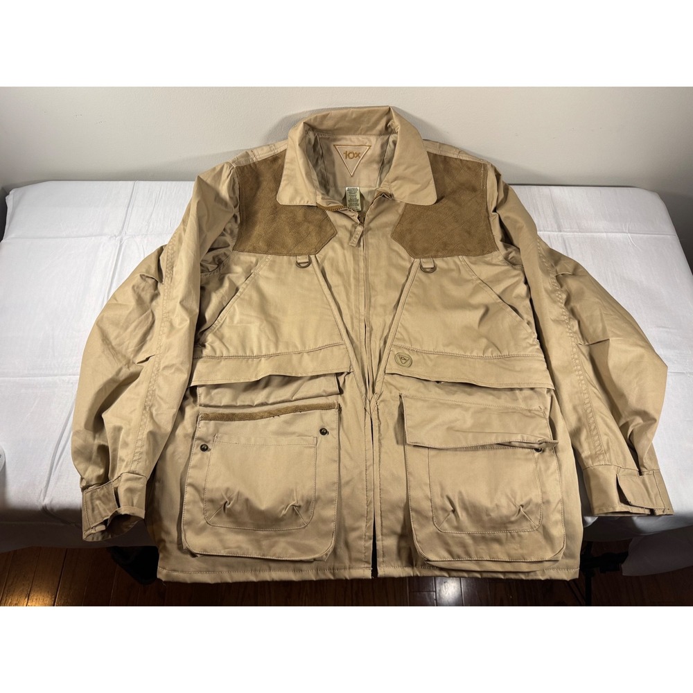 10x Upland Game Hunting Jacket Mens Medium Tan Canvas Field Coat X32355SFT